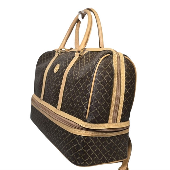 LA TOUR  EIFFEL Signature Brown Carry On Duffel Dome Traveler Canvas Leather - Picture 4 of 16